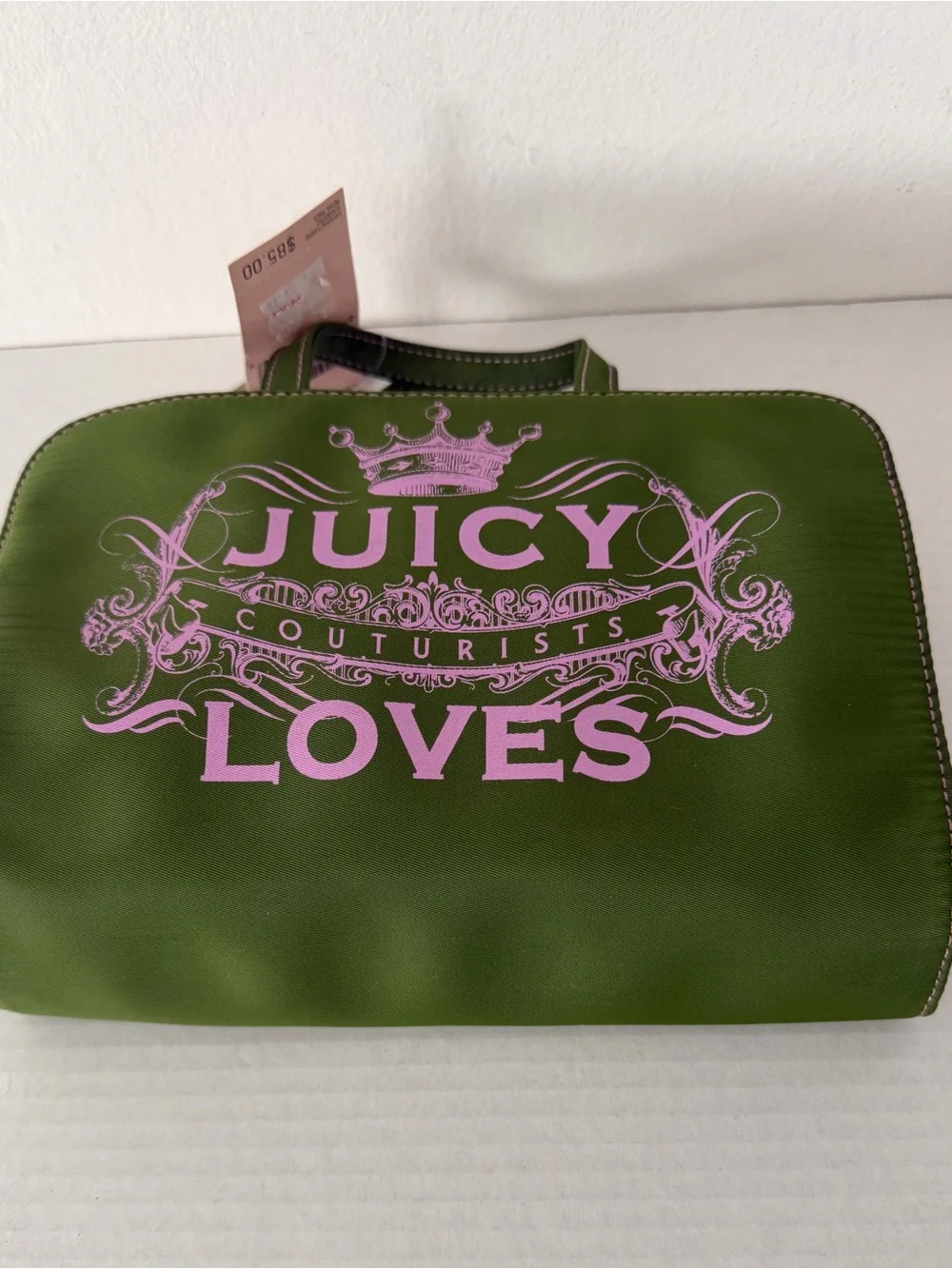 Y2K Juicy Couture Loves Cosmetic Bag Pouch Green Pink